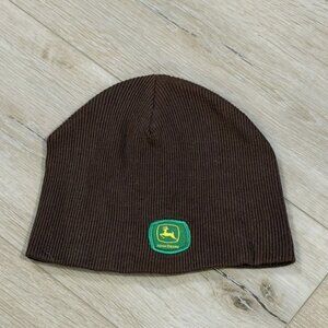 John Deere Beanie Skull Cap Brown Winter Stocking Outdoor Logo Toddler Size